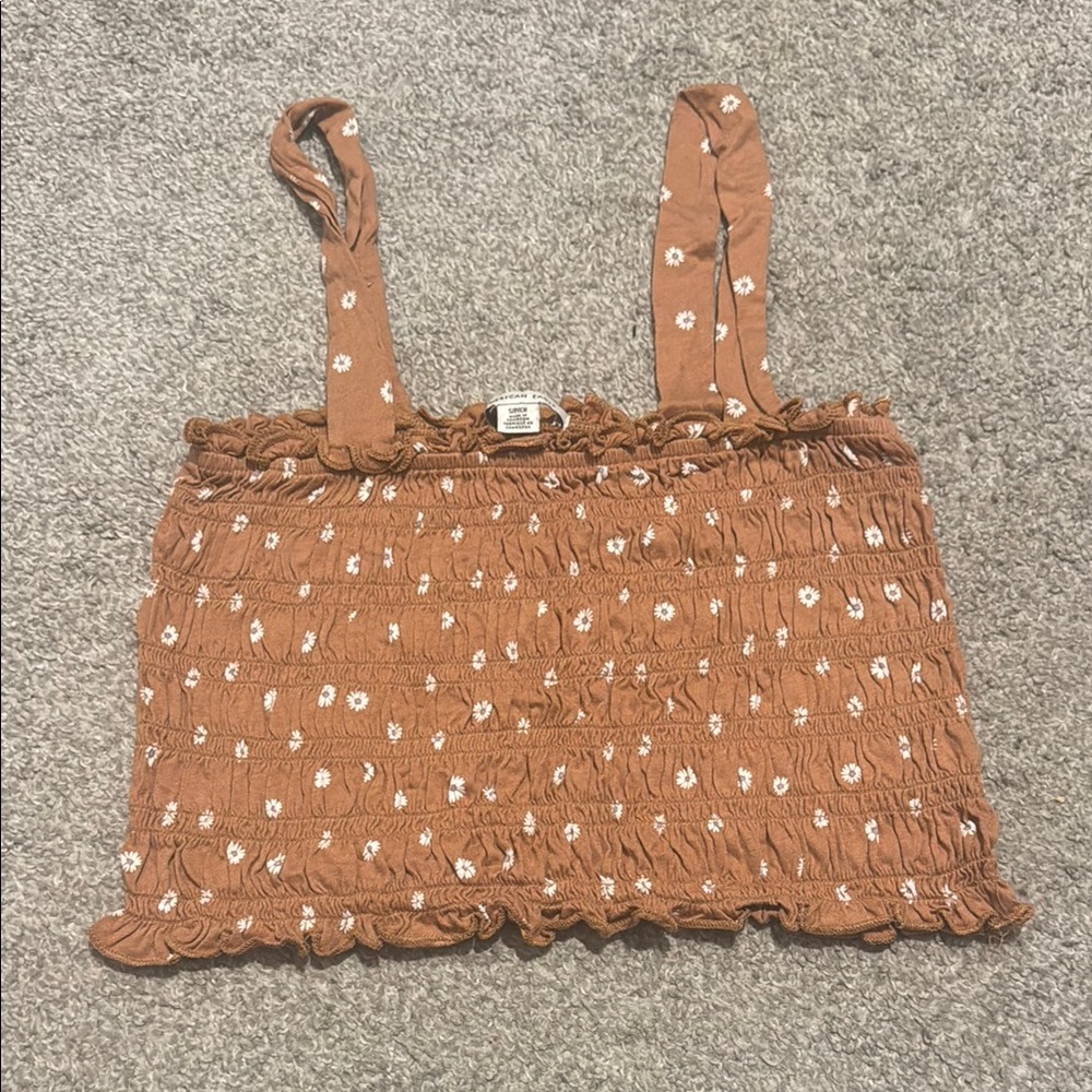 AE Floral Brown Crop Top